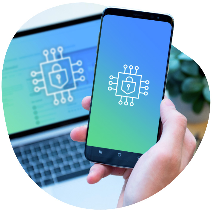 Security-image of a smartphone with a secure interface